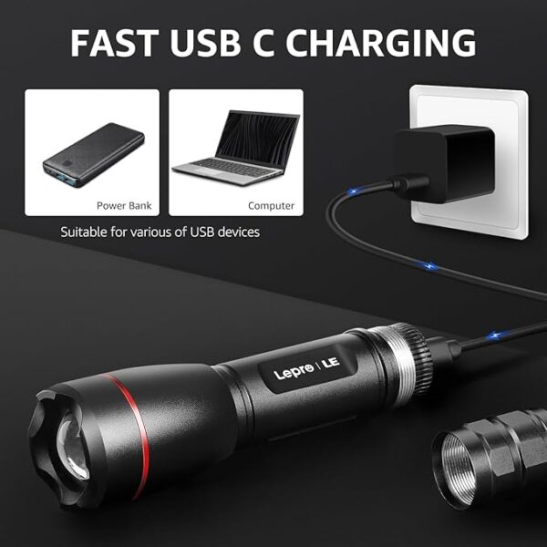 UltraBright Pro Rechargeable Torch – 15000 Lux LED Flashlight