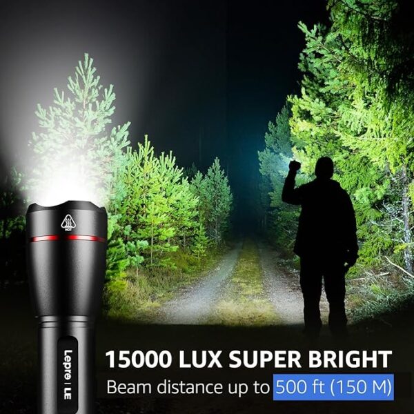 UltraBright Pro Rechargeable Torch – 15000 Lux LED Flashlight - Image 3