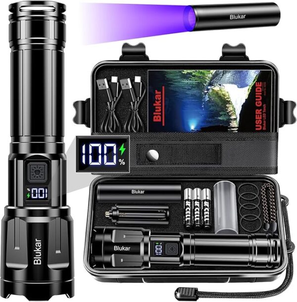 Lepro LED Torch Rechargeable – 15000 Lux, 5 Modes, Adjustable Focus, IPX4 Waterproof