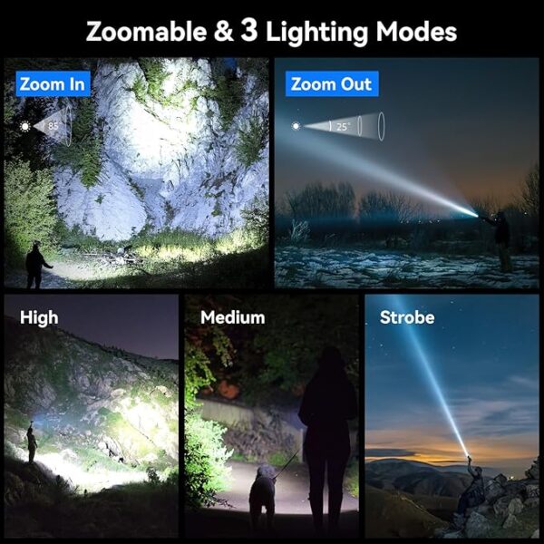 GEARLITE 3500LM Rechargeable LED Torch – Zoom Focus, Clip-On, IP65 Waterproof - Image 5