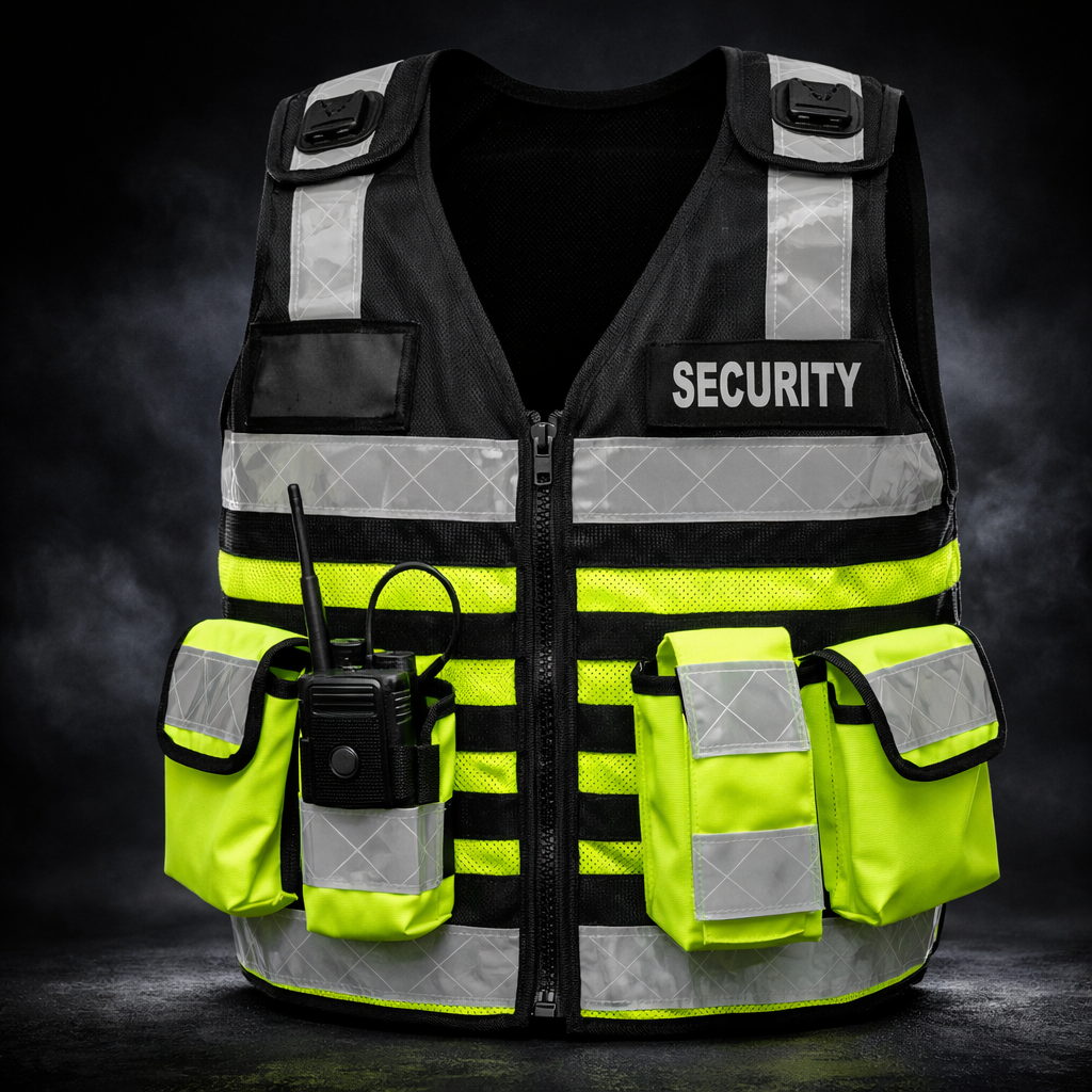Black & Yellow Hi-Vis Security Vest Dog Handler ID Pocket
