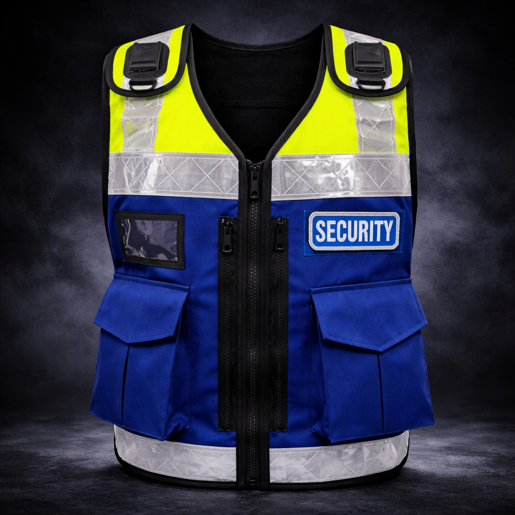 Blue Yellow Hi-Vis Security Vest Dog Handler ID Pocket