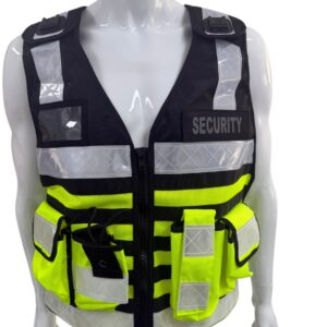 Black & Yellow Hi-Vis Security Vest Dog Handler ID Pocket