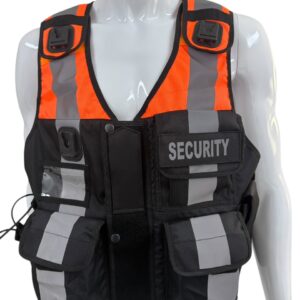 Orange & Black Hi-Vis Security Vest Dog Handler ID Pocket