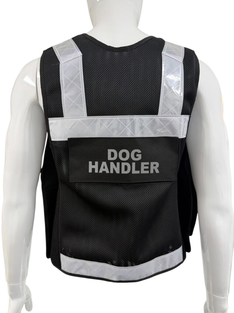 black reflective security tactical vest for night patrol