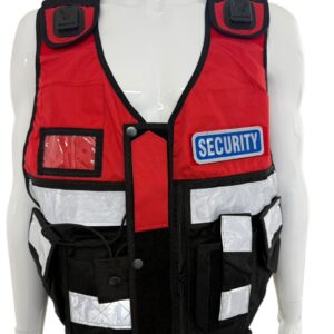 Red & Black Hi-Vis Security Vest Dog Handler ID Pocket