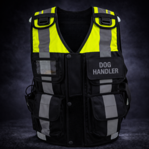 Yellow & Black Hi-Vis Security Vest Dog Handler ID Pocket