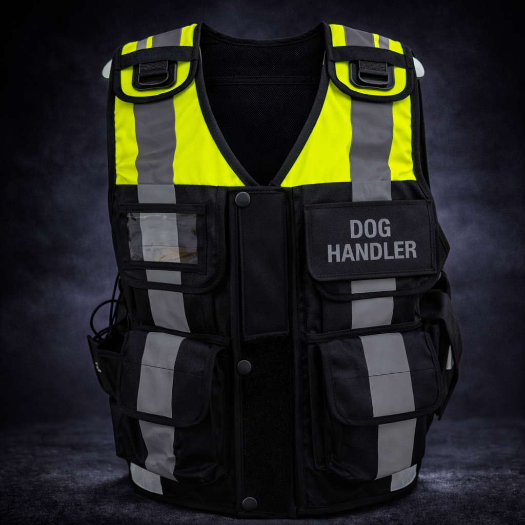 Yellow & Black Hi-Vis Security Vest Dog Handler ID Pocket